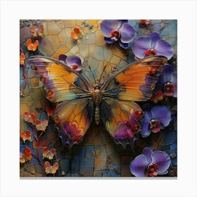 Butterfly And Orchids 4 Canvas Print