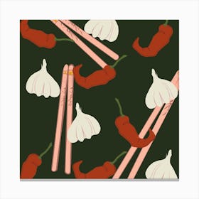Chopsticks And Garlic Canvas Print