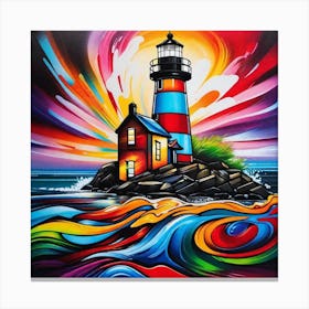 Rainbow Lighthouse 1 Canvas Print