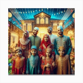 Muslim Family At Christmas Canvas Print