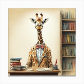 Giraffe At Desk 1 Canvas Print