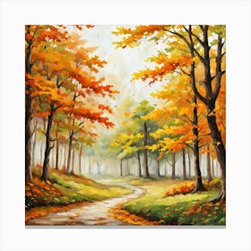 Forest In Autumn In Minimalist Style Square Composition 142 Canvas Print