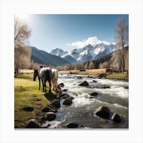 Horses In The Mountains 1 Canvas Print