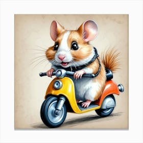 Hamster On A Scooter 1 Canvas Print