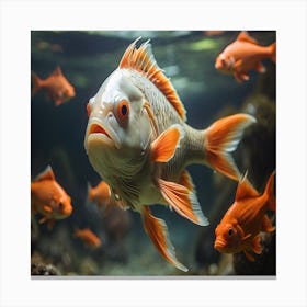 Goldfish In An Aquarium Canvas Print