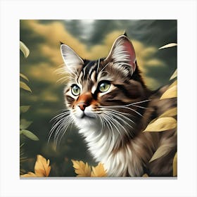 High Quality Illustration Realistic Cat Outdoors(2) Canvas Print