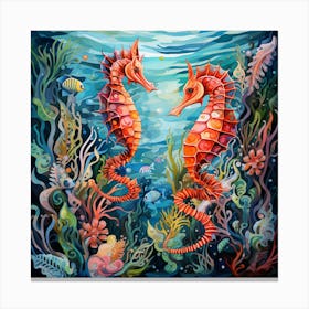 Seahorses In The Sea Canvas Print