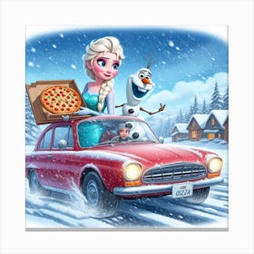 Elsa & Olaf delivers Pizza Canvas Print