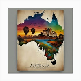 Australia Map Poster Canvas Print