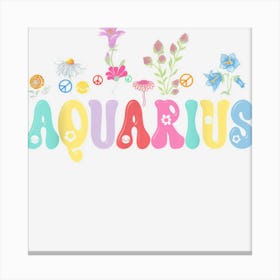 January February Birthday Groovy Retro Aquarius Zodiac Canvas Print