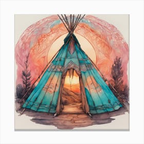 The Sunset Teepee Canvas Print