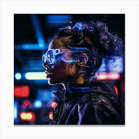 Cyberpunk Neon Futuristic Woman Canvas Print