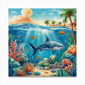 Default Aquarium With Coral Fishsome Shark Fishes View From Th 3 (2) Canvas Print