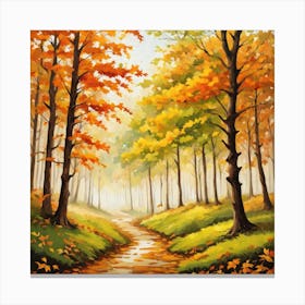 Forest In Autumn In Minimalist Style Square Composition 330 Canvas Print