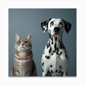 Dalmatian Dog And Cat Canvas Print