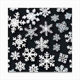 Snowflakes On A Black Background 1 Canvas Print