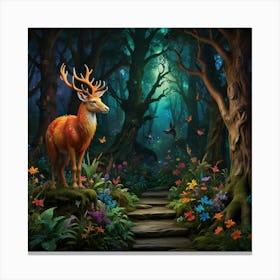 Deer In The Forest 4 Canvas Print