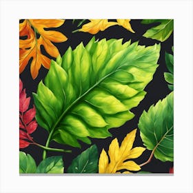 Autumn Leaves Seamless Pattern 2 Canvas Print