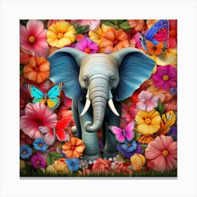 Elephant With Butterflies Canvas Print