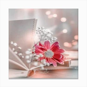 Book And Flowers Canvas Print