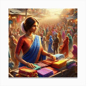 Woman In Sari Canvas Print