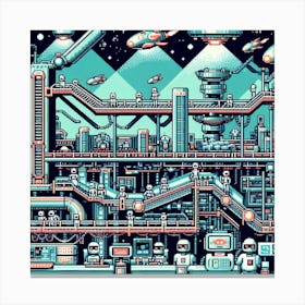 8-bit robot factory Canvas Print