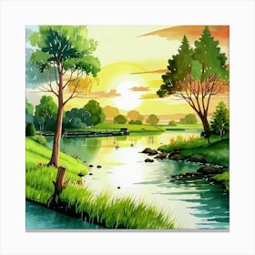 Sunset By The River 4 Canvas Print