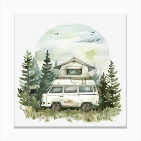 Watercolor Camper Van Canvas Print