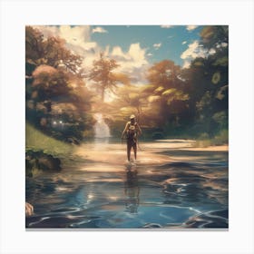 Fishing in Water Canvas Print
