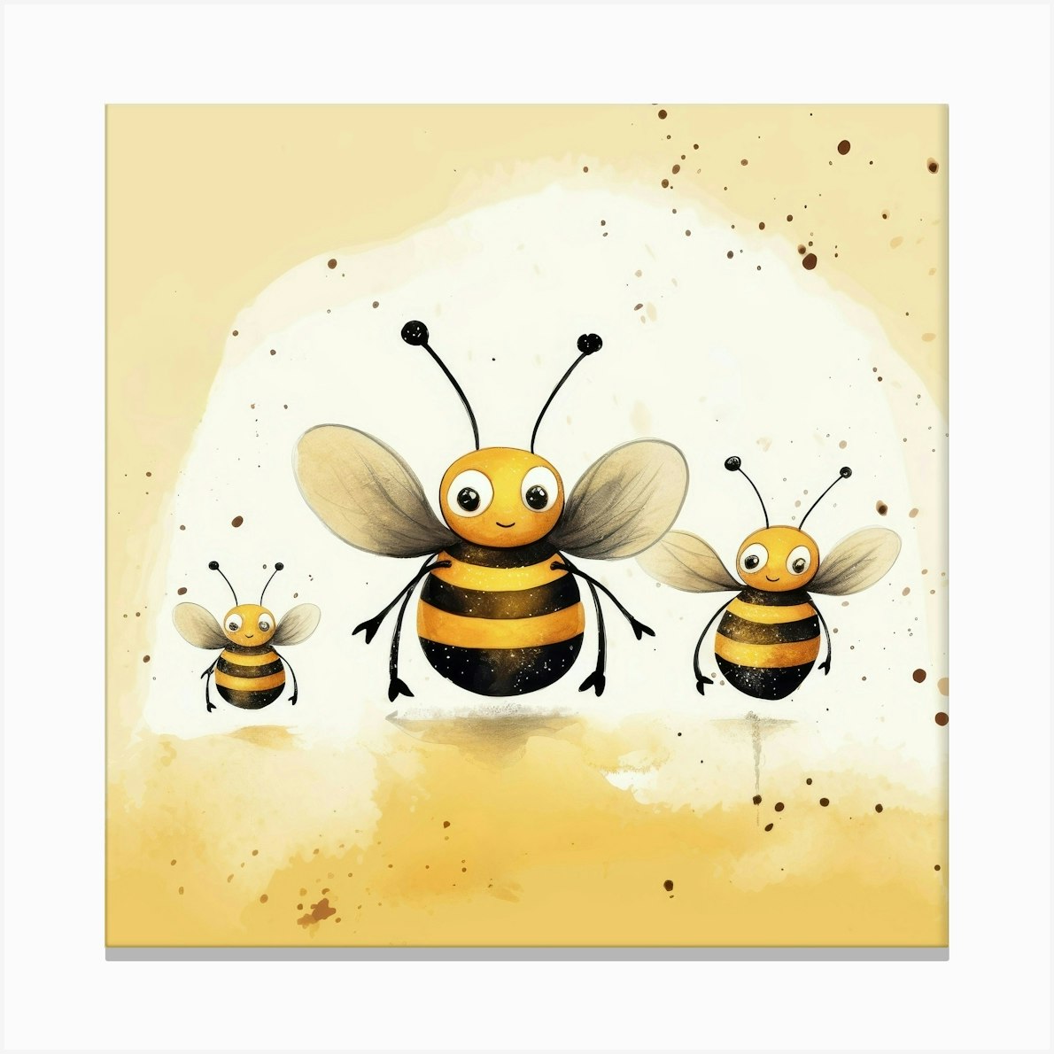 Bee Family Canvas Print by Aloke Design