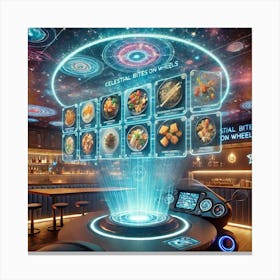 A Futuristic Overhead Holographic Display Showcasi Canvas Print