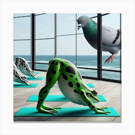 Frogs In Yoga Pose 1 Canvas Print