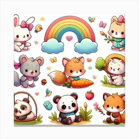 Kawaii Animals 1 Canvas Print