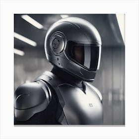 Create A Cinematic Apple Commercial Showcasing The Futuristic And Technologically Advanced World Of The Man In The Hightech Helmet, Highlighting The Cuttingedge Innovations And Sleek Design Of The Helmet And (12) Canvas Print