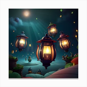 Ramadan Lanterns In The depth of the sea Canvas Print