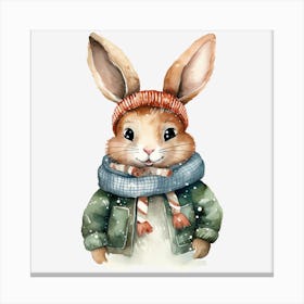 Rabbit In Winter Hat 1 Canvas Print