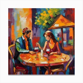 Couple At A Table Canvas Print