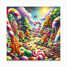 Super Kids Creativity: Gingerbread people and candy canes Canvas Print