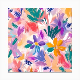 Vibrant Floral Brushstroke Pattern Canvas Print