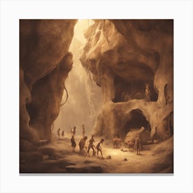 Caves Of The Ancients Stone Age Cave Paintings ( Bohemian Design ) Canvas Print