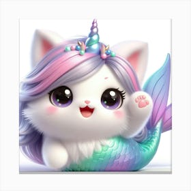 Cute Mermaid Caticorn 9 Canvas Print