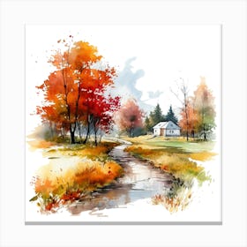 Watercolor Autumn Landscape 12 Canvas Print