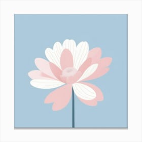 A White And Pink Flower In Minimalist Style Square Composition 51 Canvas Print