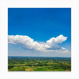 Cloudscape Dominated By Billowing White Cumulus Clouds Under A Bright Blue Sky Gentle Sunlight Cast (5) Canvas Print