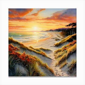 Watercolor Farewell Spit Golden Bay Landscape Studio Photography Complex Details High Detail Canvas Print