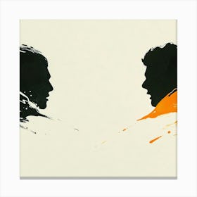 Silhouette Of Two Men Canvas Print