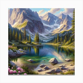 Lake In The Mountains Canvas Print