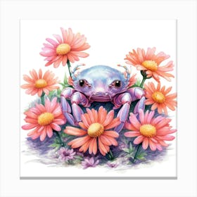 Crab With Daisies 1 Leinwandbild