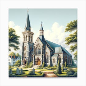 Church In The Countryside 1 Canvas Print