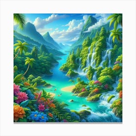 Tropical Landscape Painting Canvas Print